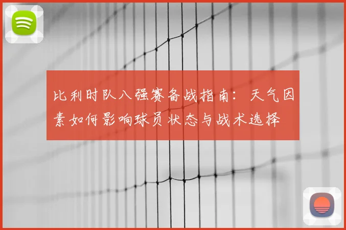 比利时队八强赛备战指南:天气因素如何影响球员状态与战术选择